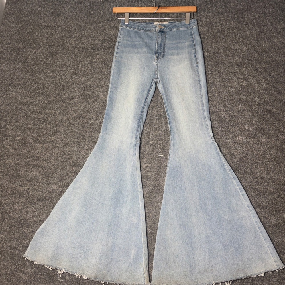Free People Jeans Womens Size 25 Light Blue Float On Flare Boho Bell Bottoms